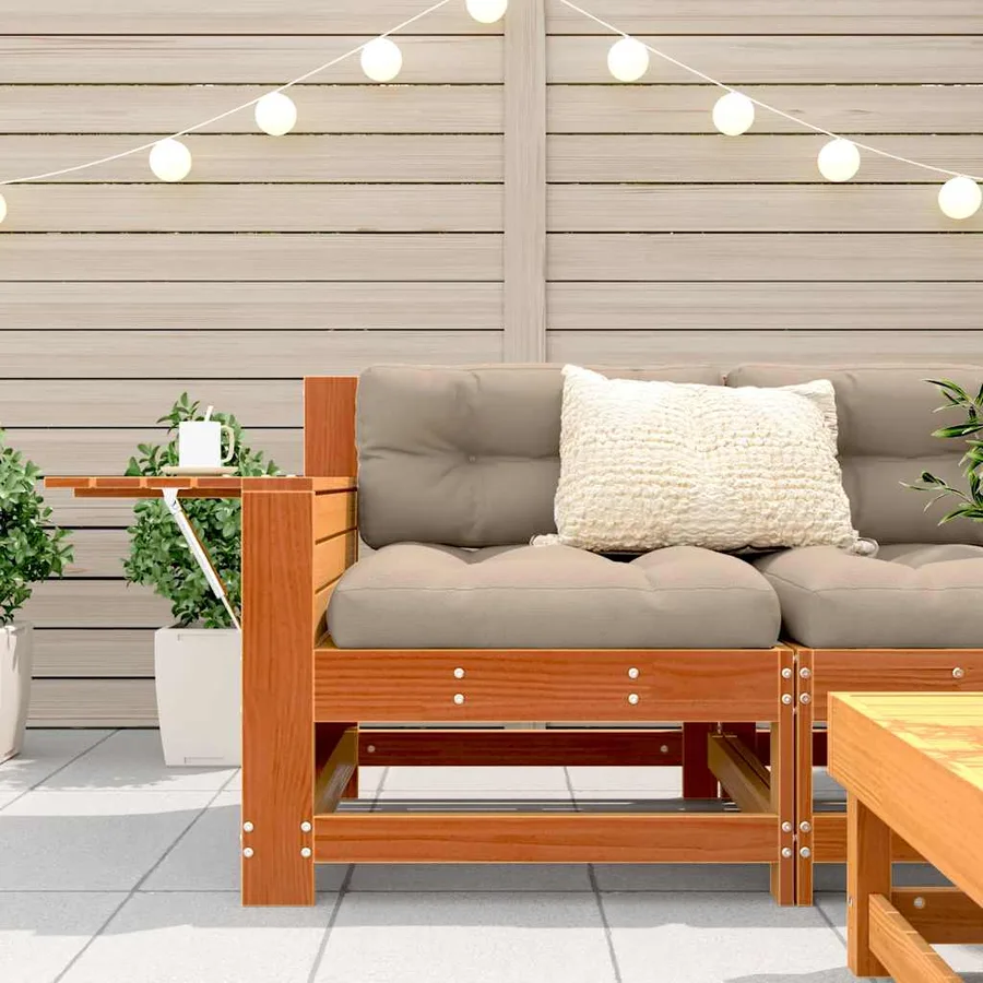 Canapé de jardin accoudoir avec table d'appoint bois massif pin - 3