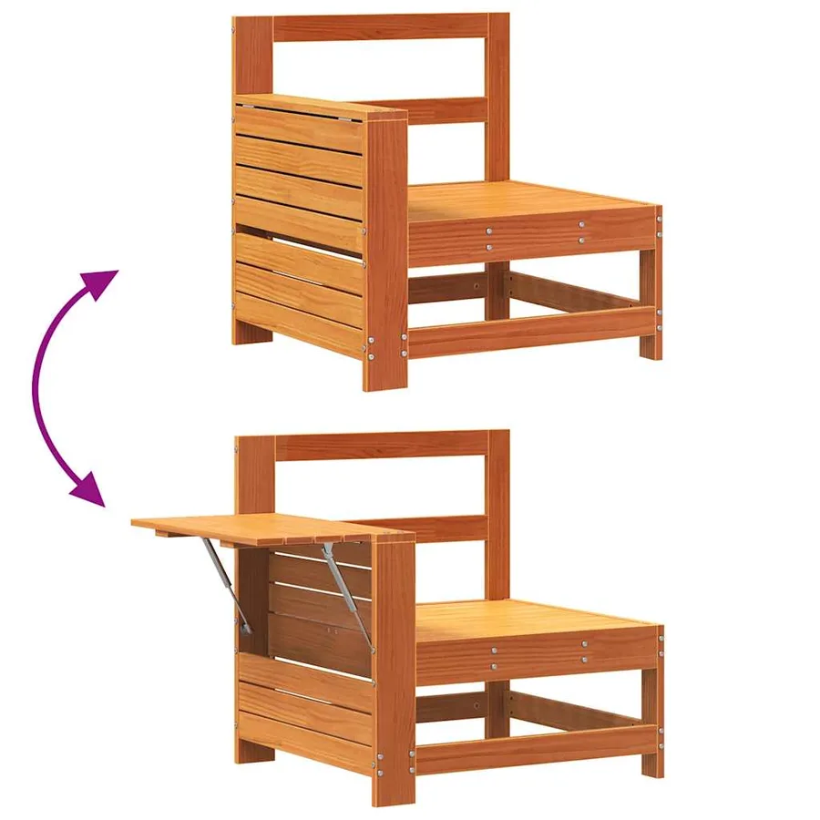 Canapé de jardin accoudoir avec table d'appoint bois massif pin - 7