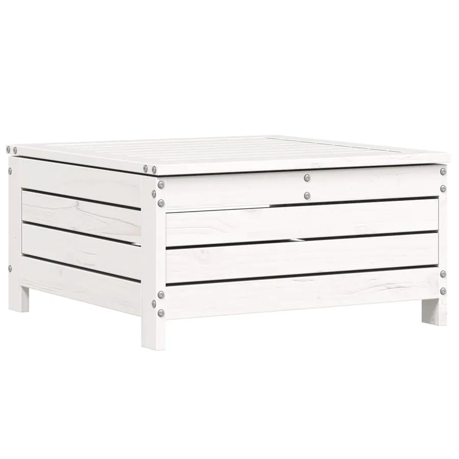 Salon de jardin 7 pcs blanc bois de pin massif - 6
