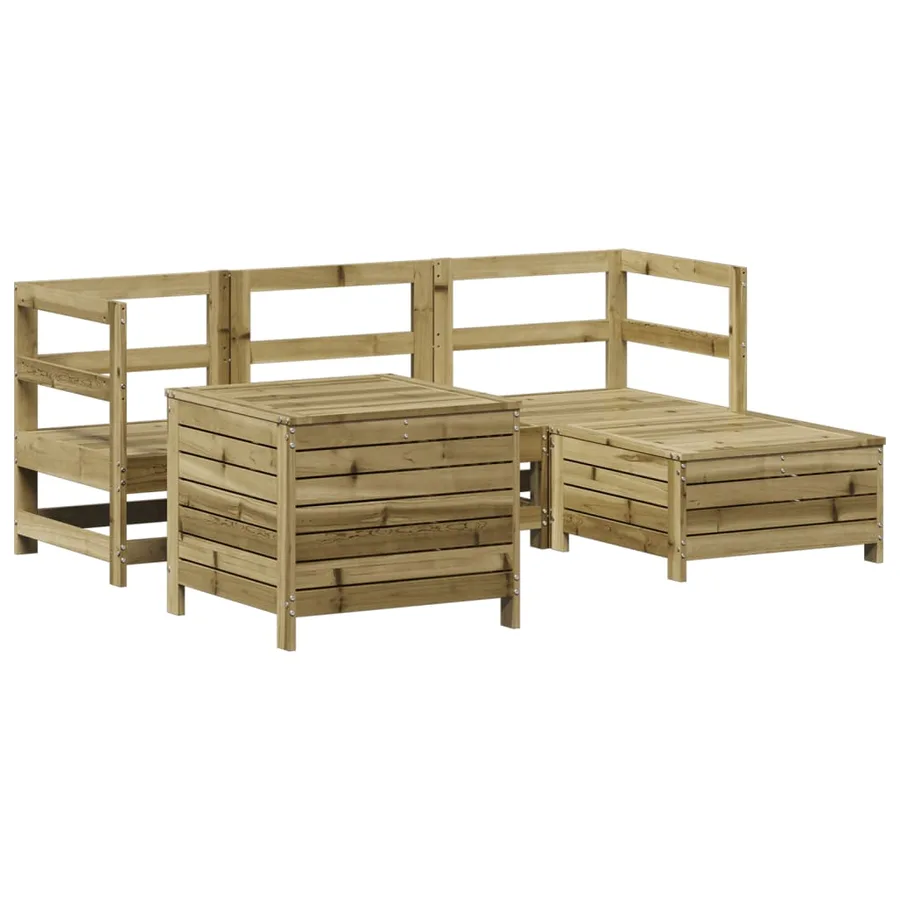 Salon de jardin 5 pcs bois de pin imprégné - 2