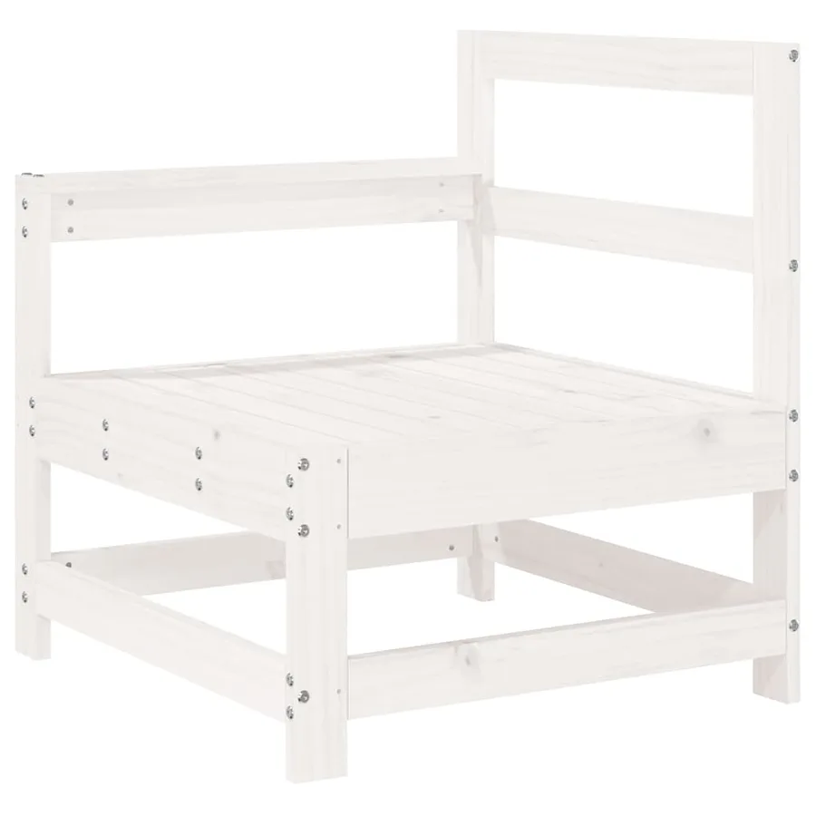 Salon de jardin 5 pcs blanc bois massif de pin - 6