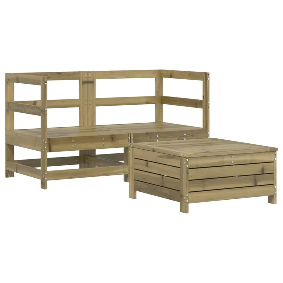 Salon de jardin 3 pcs bois de pin imprégné - 2