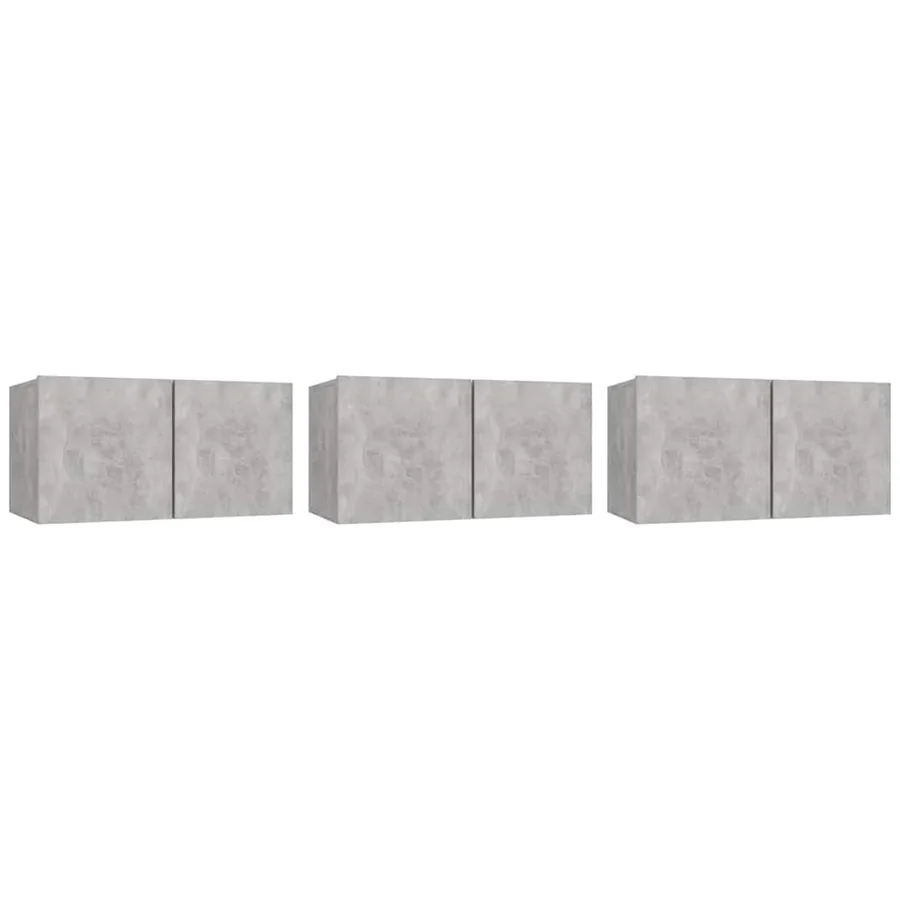 Meubles TV suspendus 3 pcs Gris béton 60x30x30 cm - 2