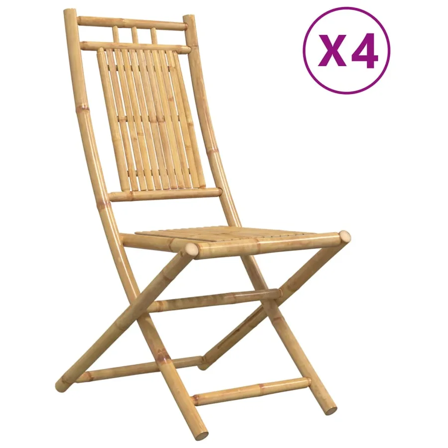 Chaises pliables de jardin lot de 4 46x66x99 cm bambou - 2