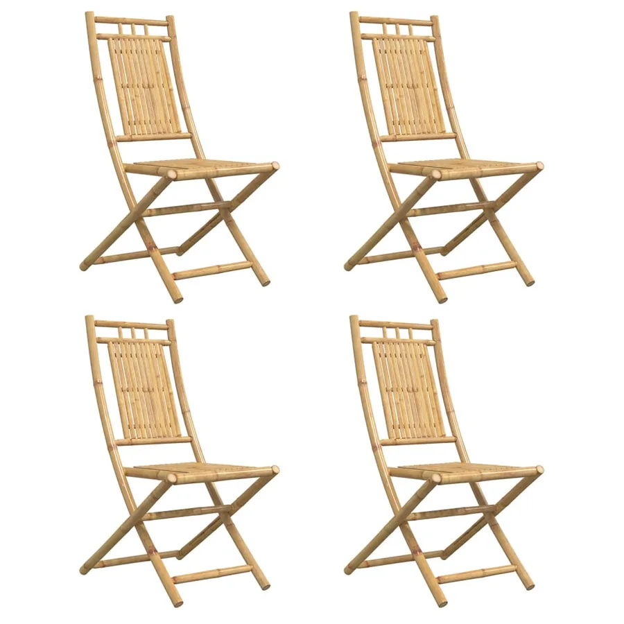 Chaises pliables de jardin lot de 4 46x66x99 cm bambou - 4
