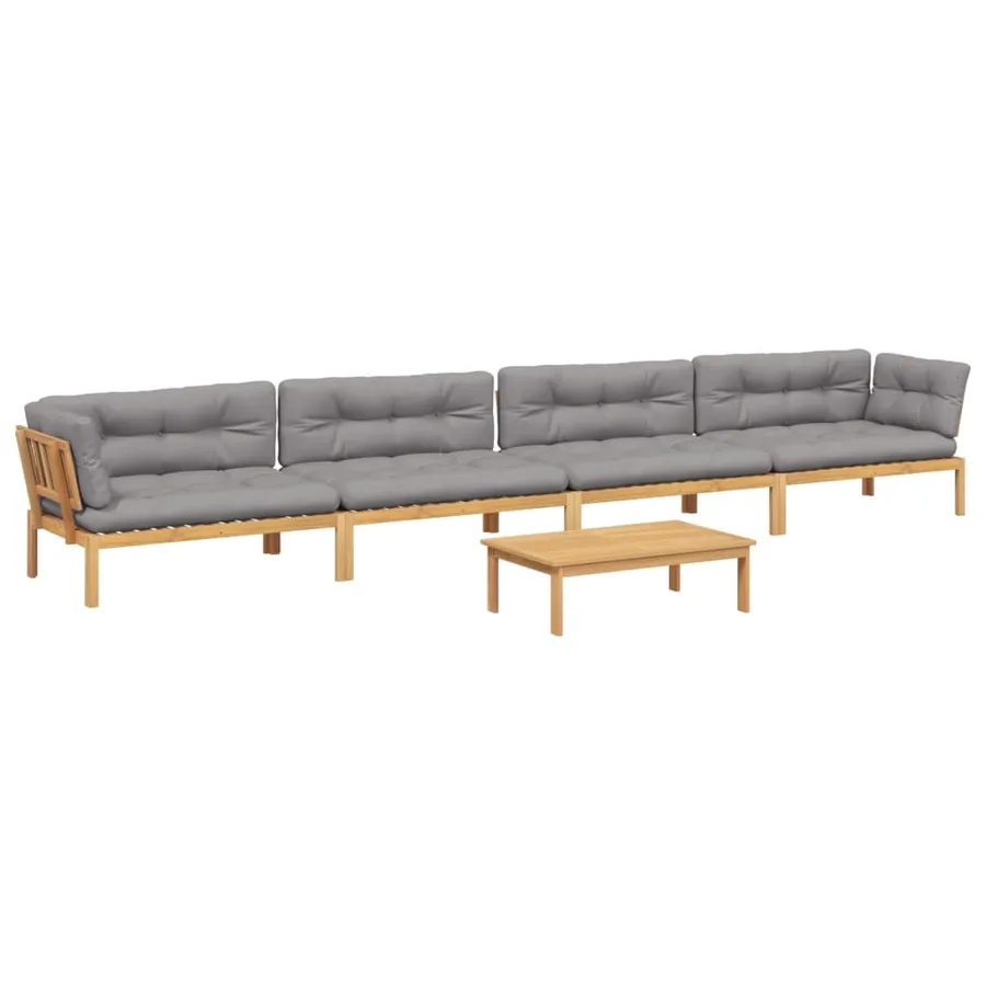Salon palette de jardin avec coussins 5pcs bois d'acacia massif - 2