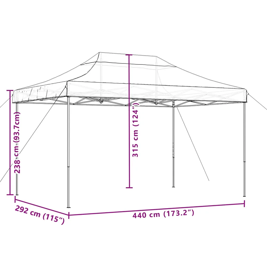 Tente de réception pliable escamotable taupe 440x292x315 cm - 9