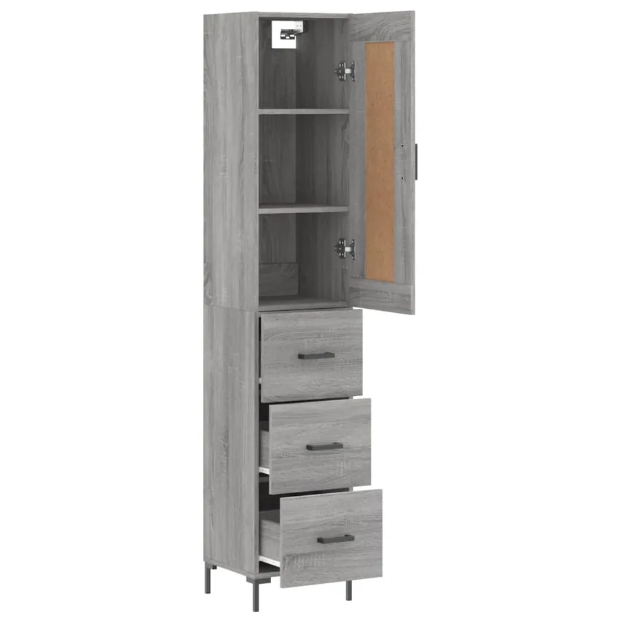 Buffet haut Sonoma gris 34,5x34x180 cm Bois d'ingénierie - 4