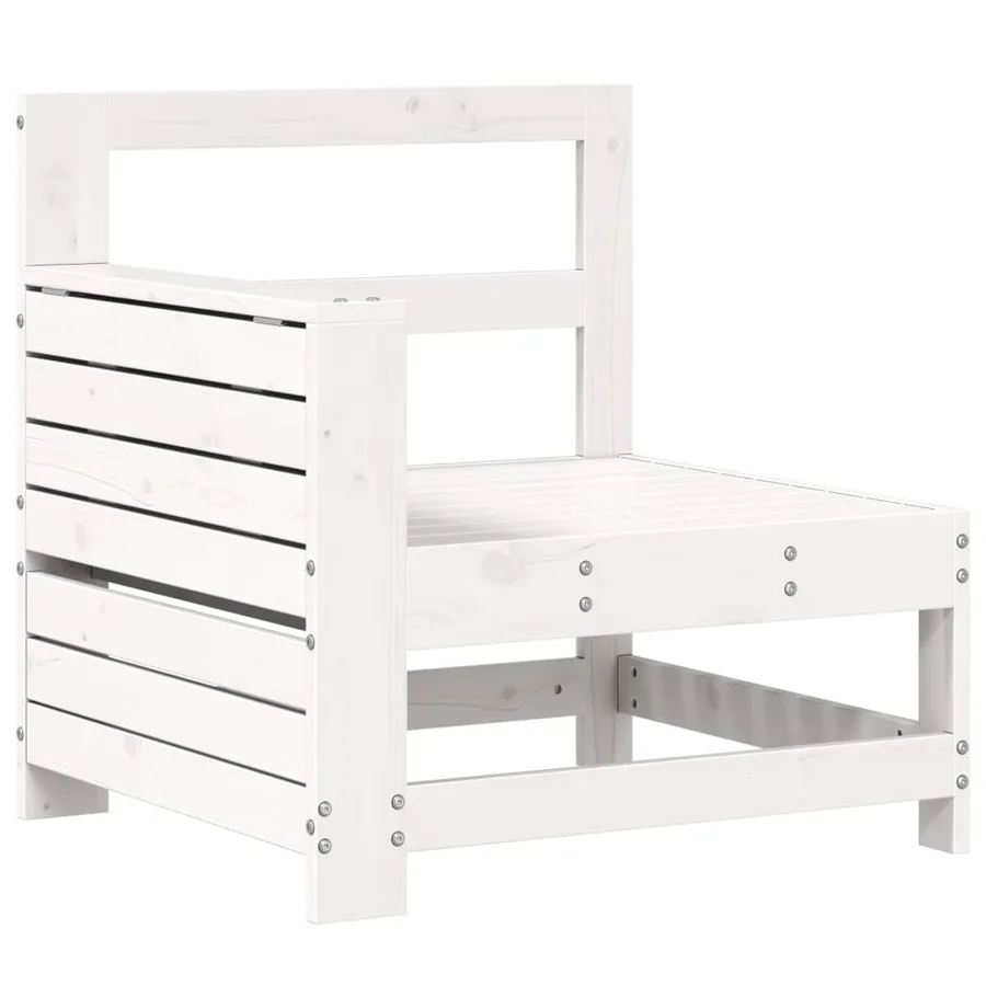 Salon de jardin 5 pcs blanc bois massif de pin - 5