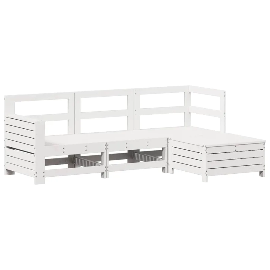 Salon de jardin 4 pcs blanc bois de pin massif - 2