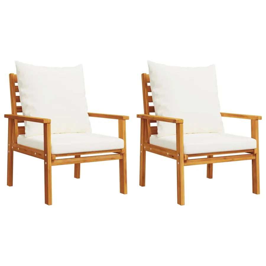 Salon de jardin avec coussins 5 pcs Bois d'acacia solide - 4