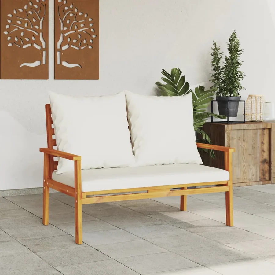 Canapé de jardin 120 cm avec coussin bois d'acacia massif - 3