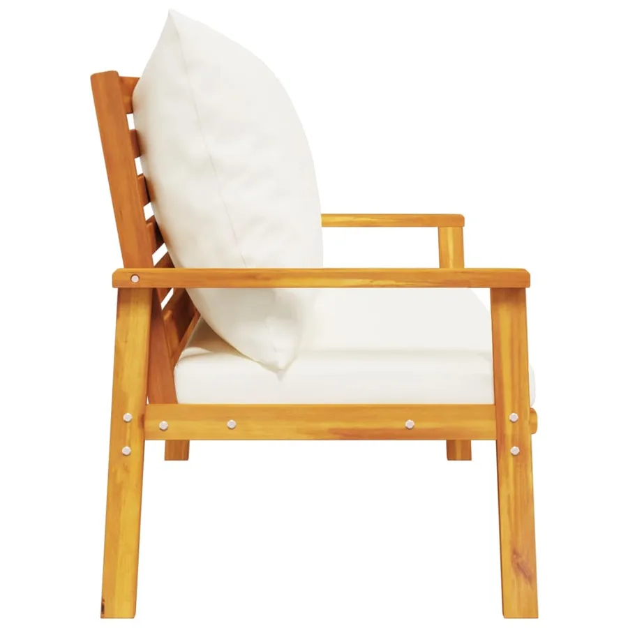 Canapé de jardin 120 cm avec coussin bois d'acacia massif - 5