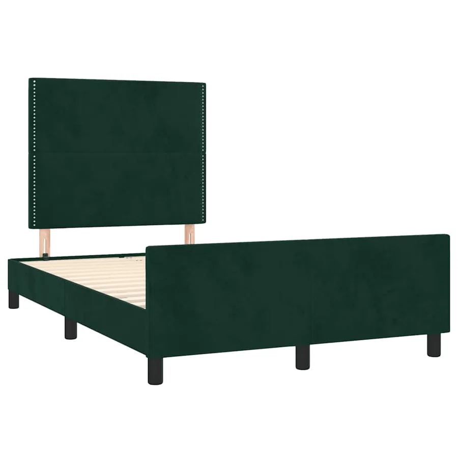 Cadre de lit sans matelas vert foncé 120x190 cm velours - 3