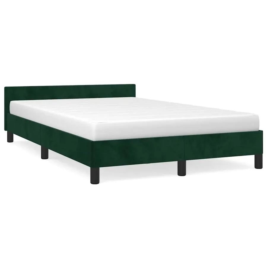 Cadre de lit sans matelas vert foncé 120x190 cm velours - 2