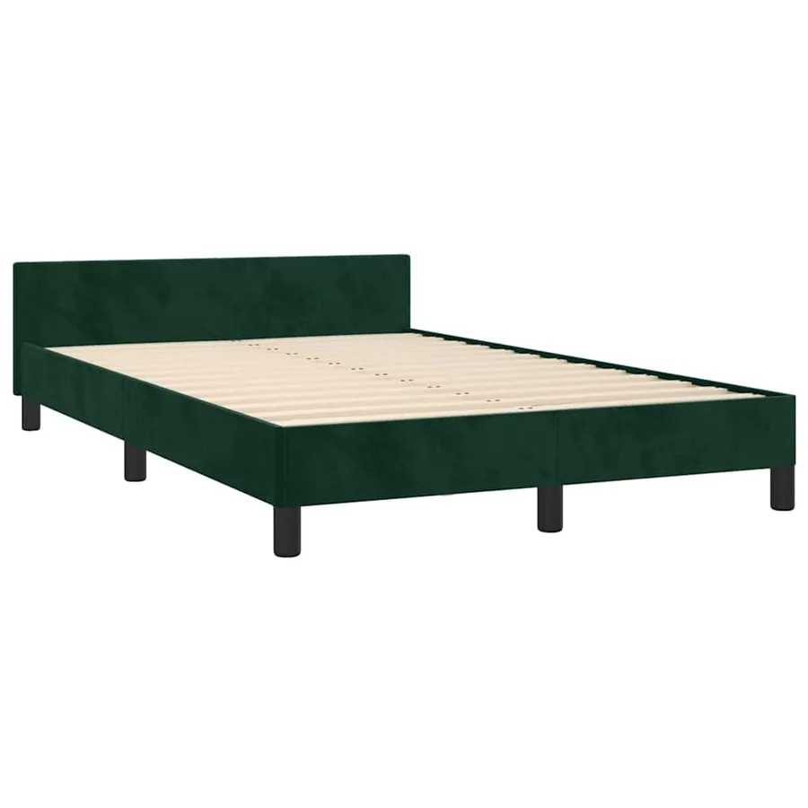 Cadre de lit sans matelas vert foncé 120x190 cm velours - 3