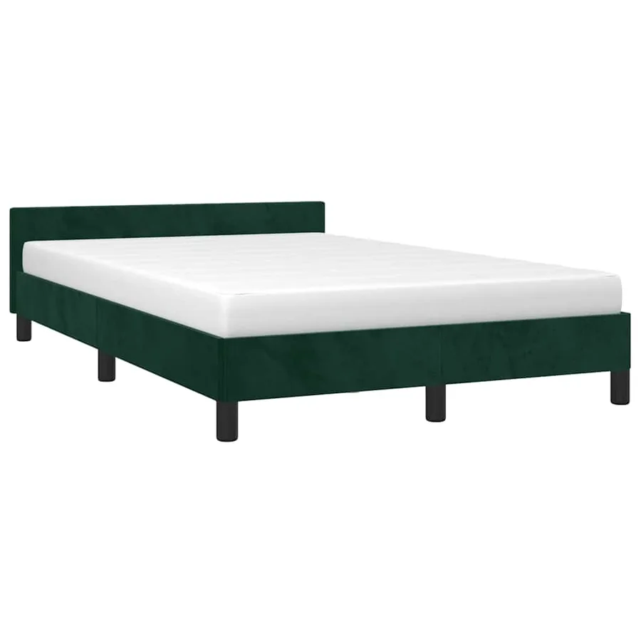 Cadre de lit sans matelas vert foncé 120x190 cm velours - 4