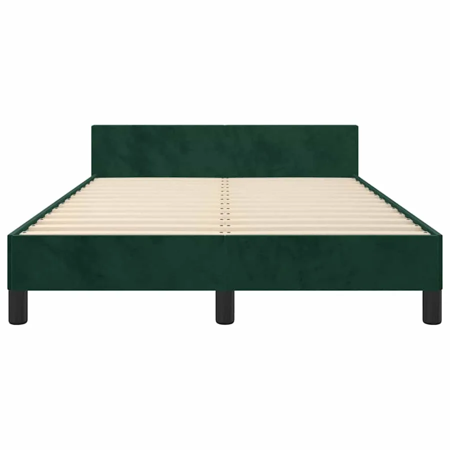 Cadre de lit sans matelas vert foncé 120x190 cm velours - 5
