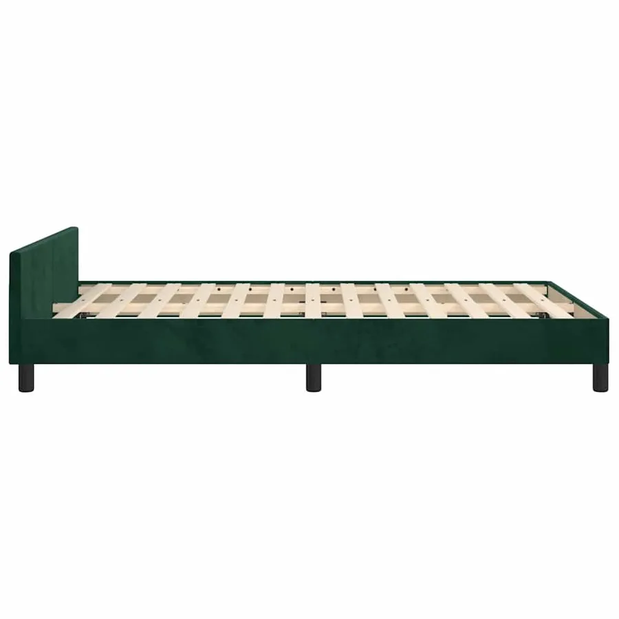 Cadre de lit sans matelas vert foncé 120x190 cm velours - 6