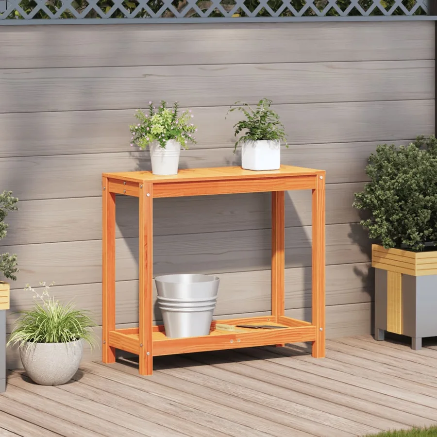 Table de rempotage avec étagère cire marron bois massif de pin - 3