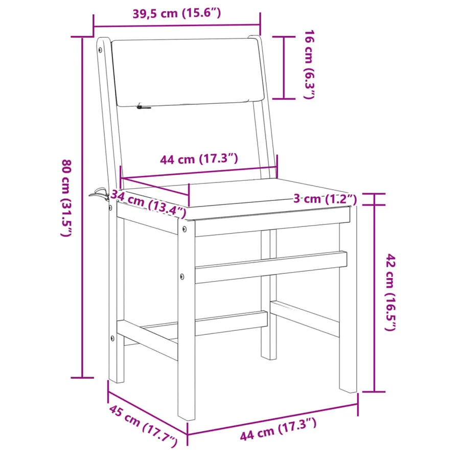 Ensemble de balcon avec coussins 3 pcs bois massif d'acacia - 11