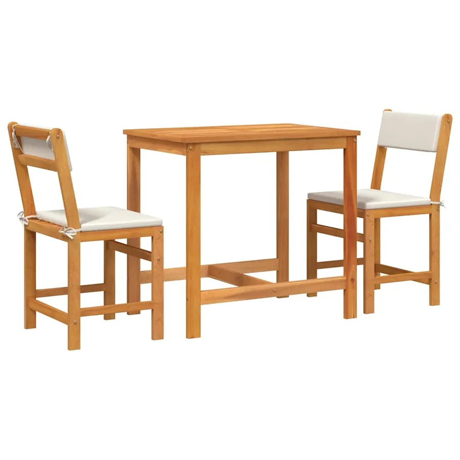 Ensemble de balcon avec coussins 3 pcs bois massif d'acacia - 2
