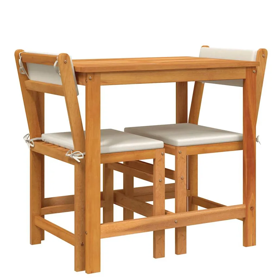Ensemble de balcon avec coussins 3 pcs bois massif d'acacia - 8