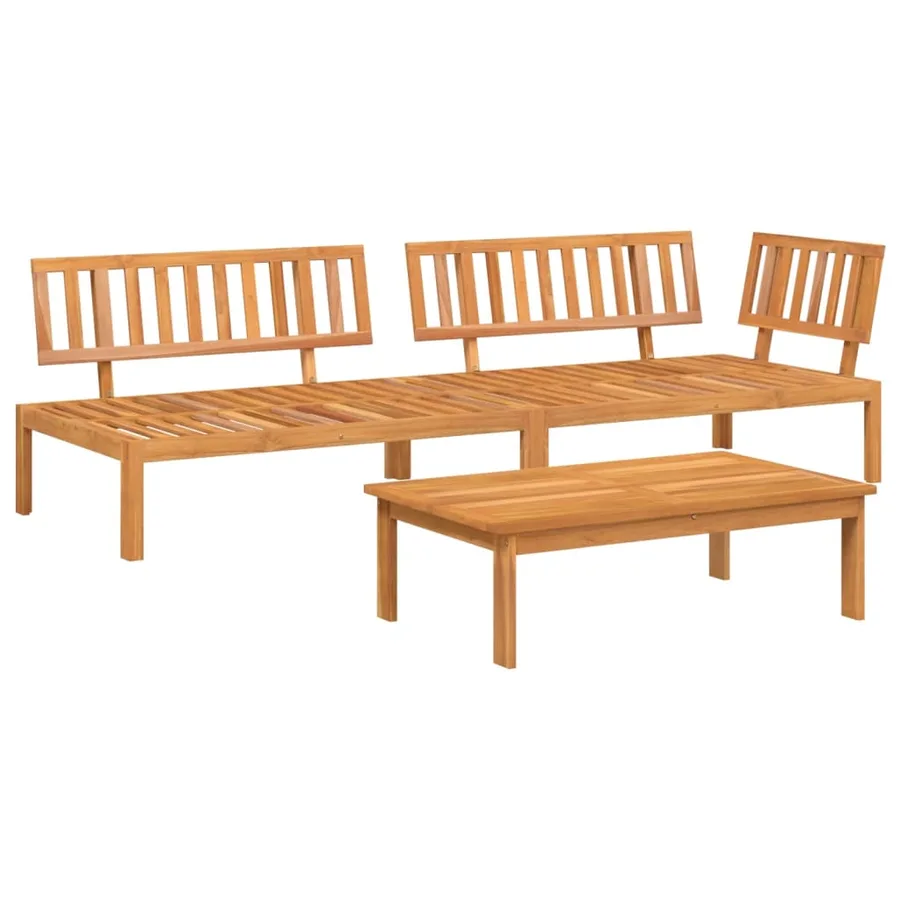 Salon palette de jardin 3 pcs bois d'acacia massif - 2