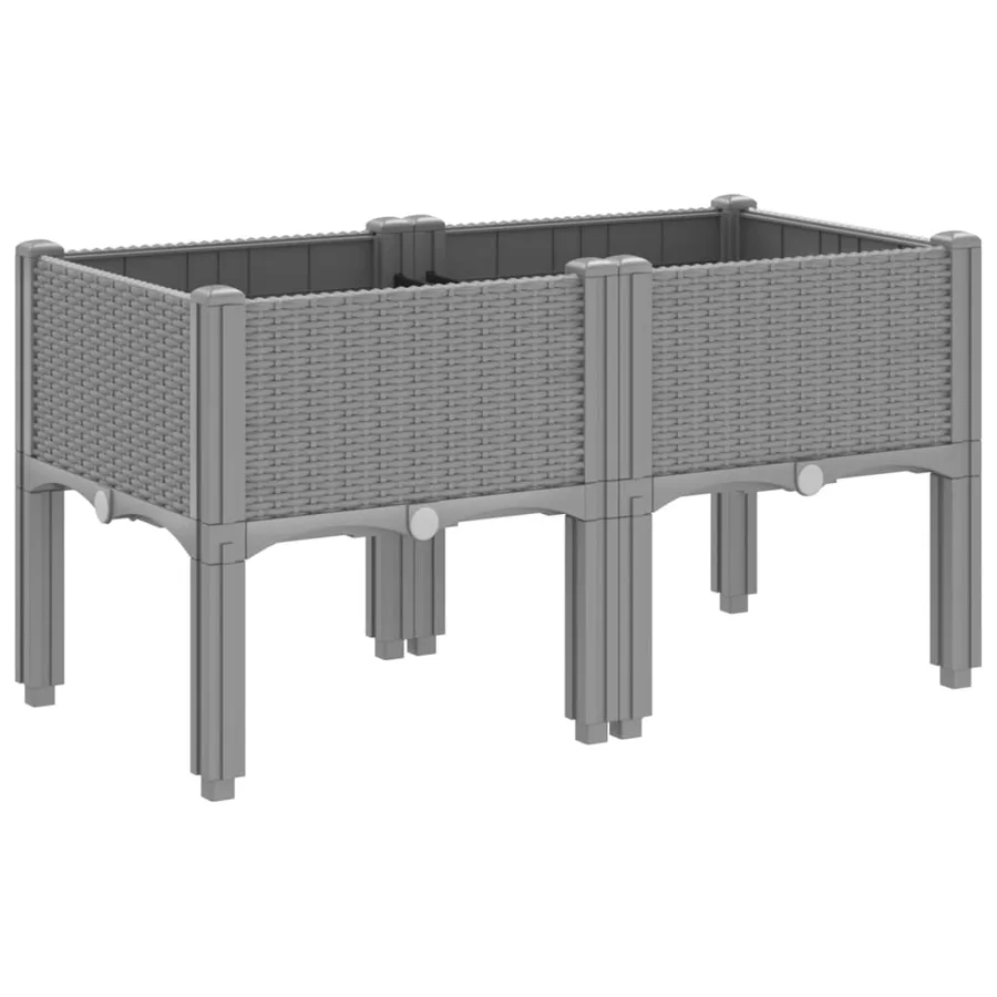 Jardinière avec pieds gris clair 80x40x42 cm PP - 5