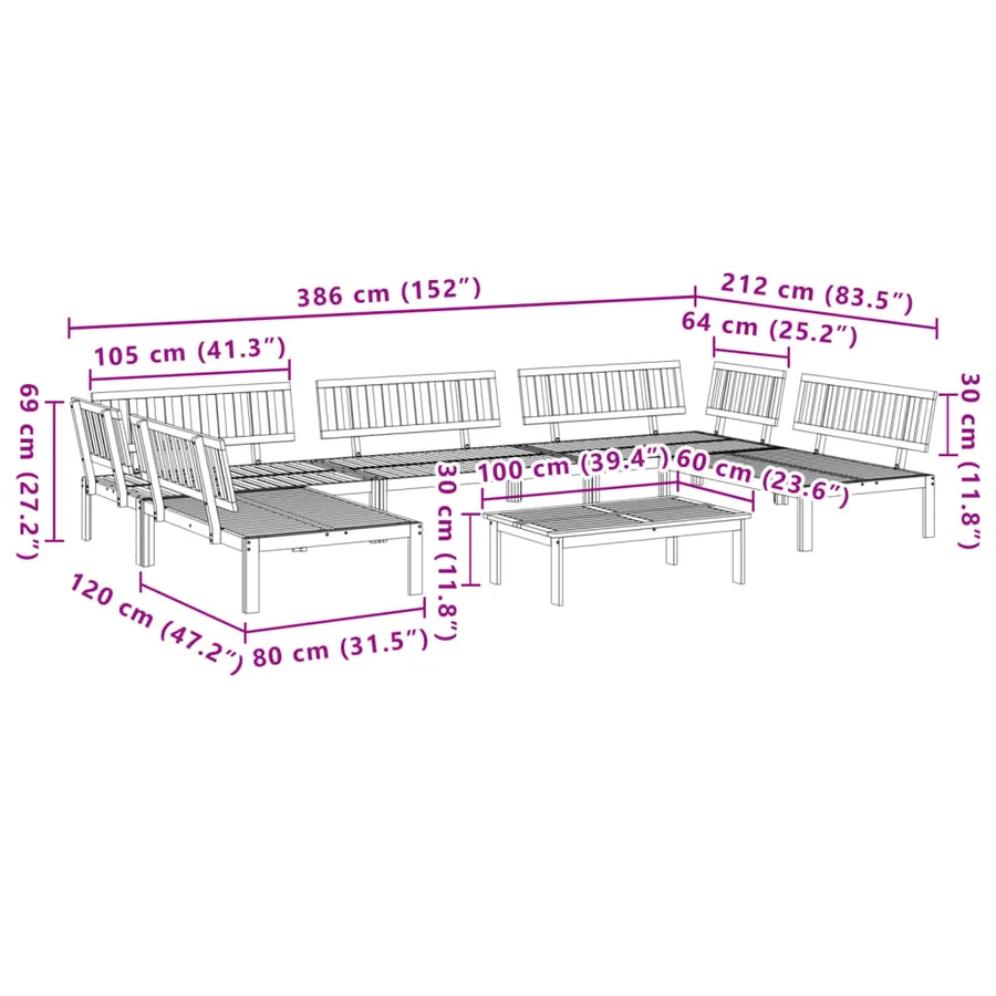 Salon palette de jardin 6 pcs bois d'acacia massif - 8