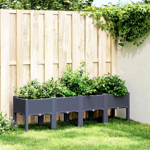 Jardinière avec pieds bleu gris 160x40x42 cm PP