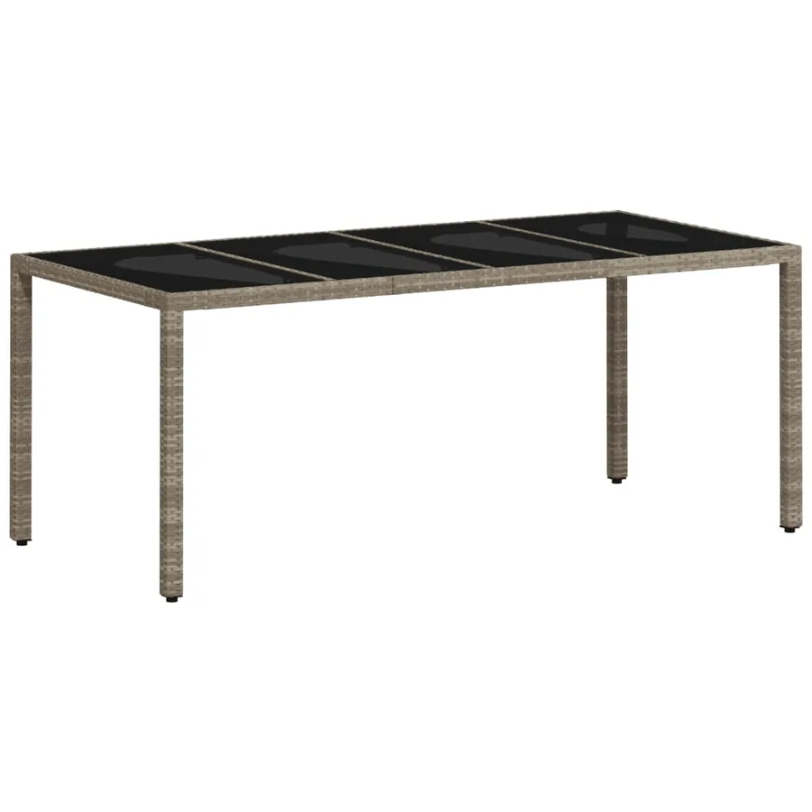Table de jardin dessus en verre gris clair résine tressée - 2