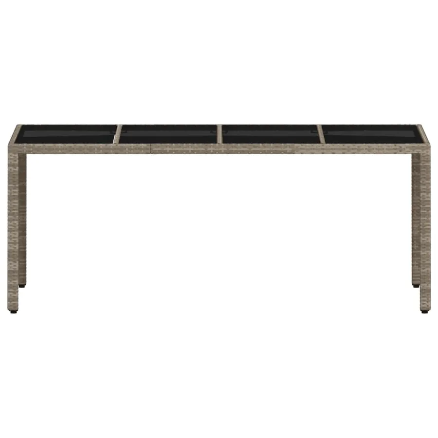 Table de jardin dessus en verre gris clair résine tressée - 5