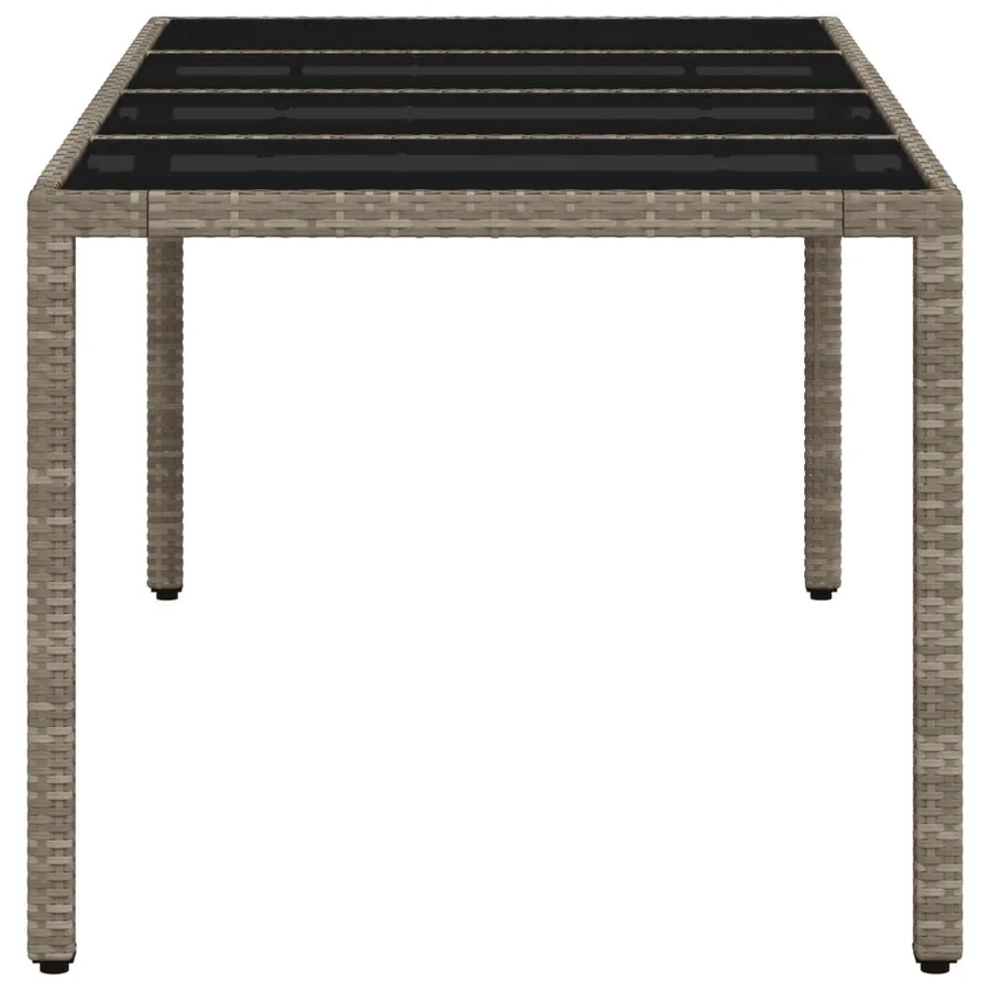 Table de jardin dessus en verre gris clair résine tressée - 6