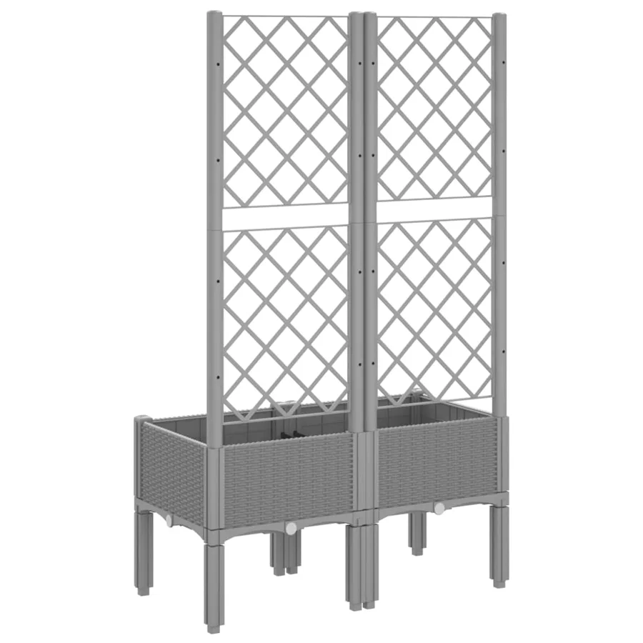 Jardinière avec treillis gris clair 80x40x142 cm PP - 5