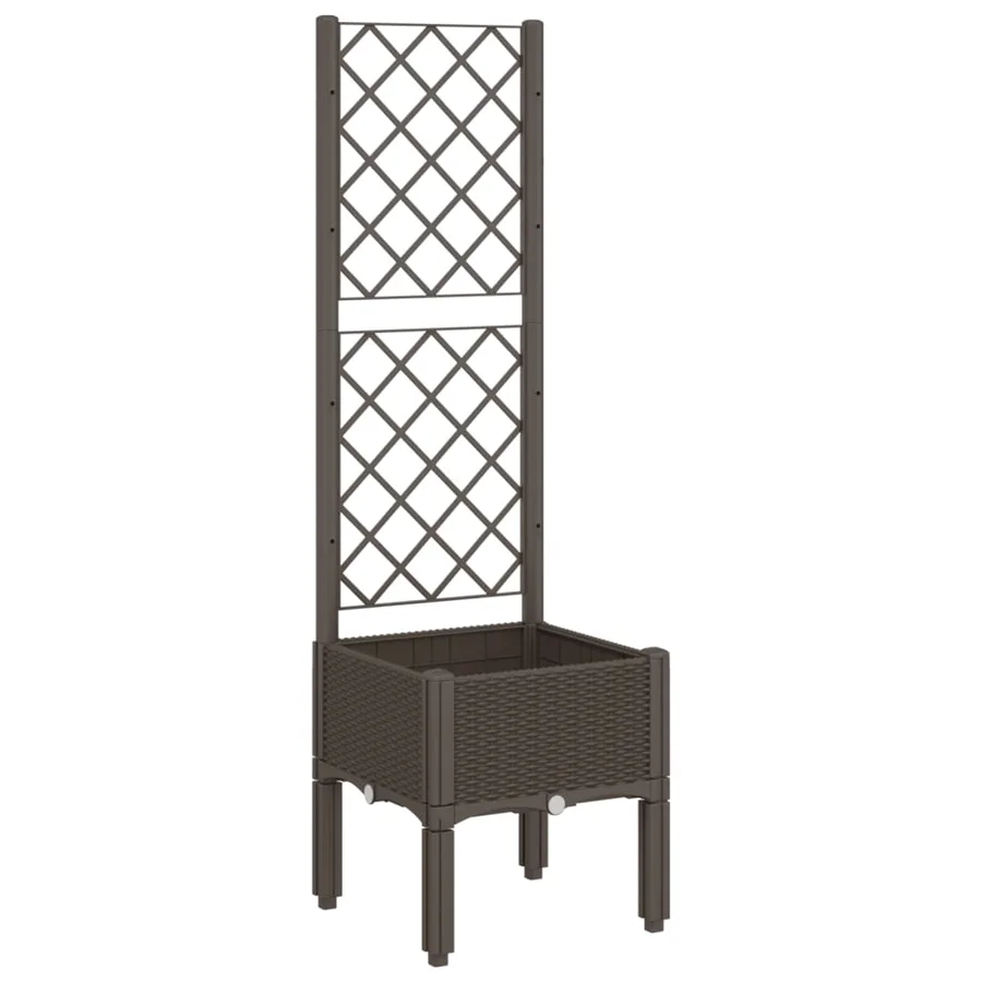 Jardinière avec treillis marron 40x40x142 cm PP - 2