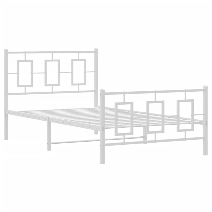 Cadre de lit métal sans matelas et pied de lit blanc 100x200 cm - 3