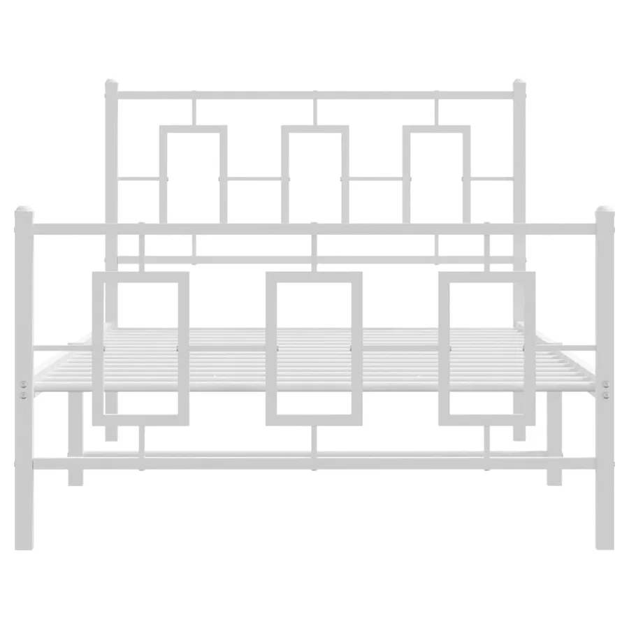 Cadre de lit métal sans matelas et pied de lit blanc 100x200 cm - 5