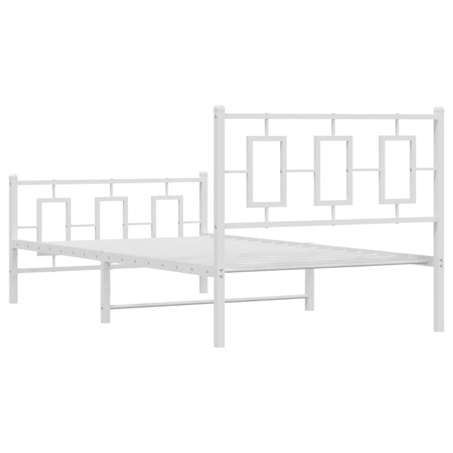 Cadre de lit métal sans matelas et pied de lit blanc 100x200 cm - 7