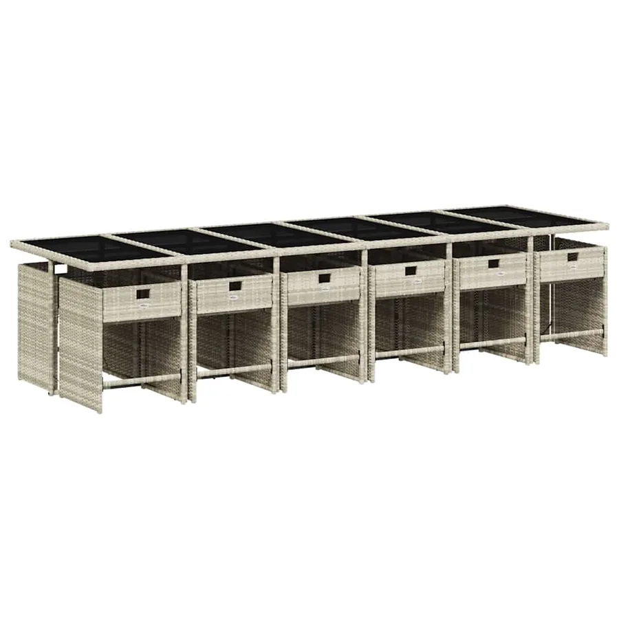 Ensemble à manger de jardin et coussins 13 pcs gris clair rotin - 3