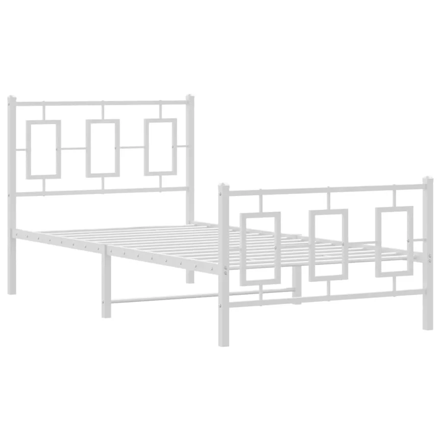 Cadre de lit métal sans matelas avec pied de lit blanc 90x200cm - 3