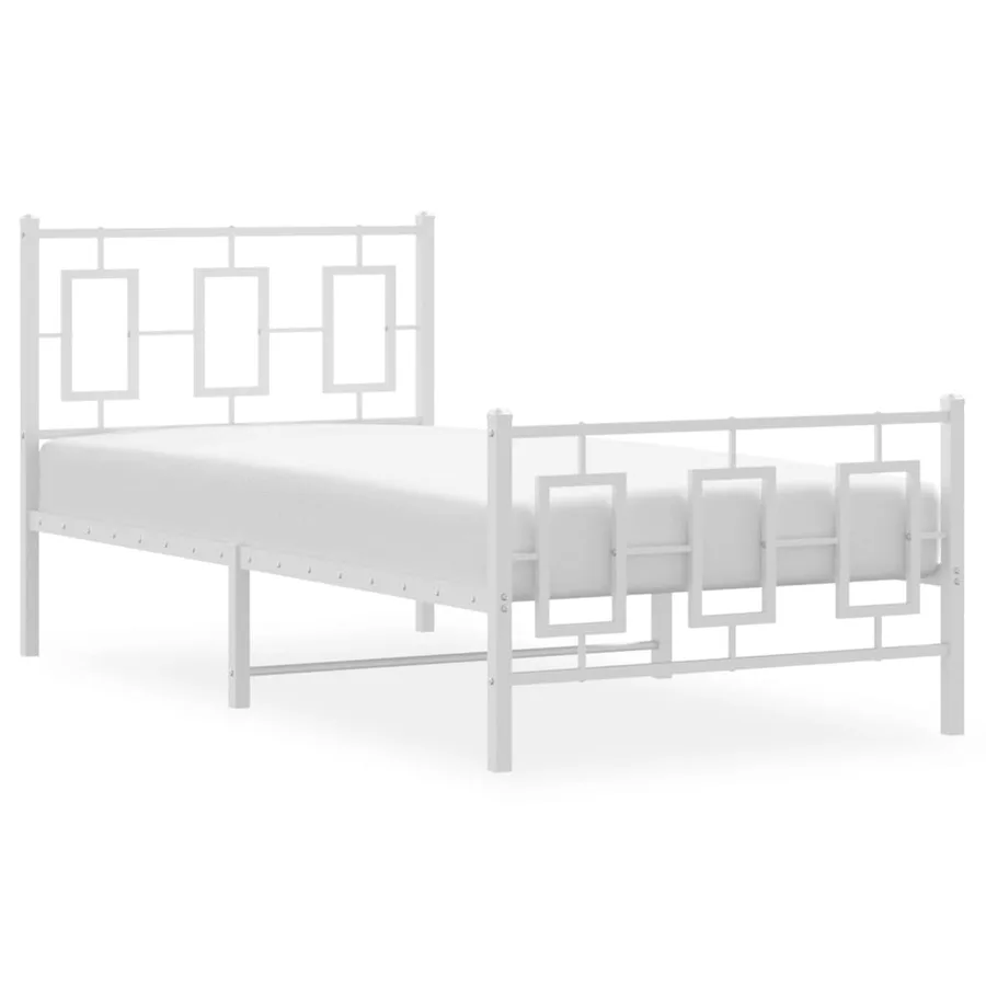 Cadre de lit métal sans matelas avec pied de lit blanc 90x200cm - 4