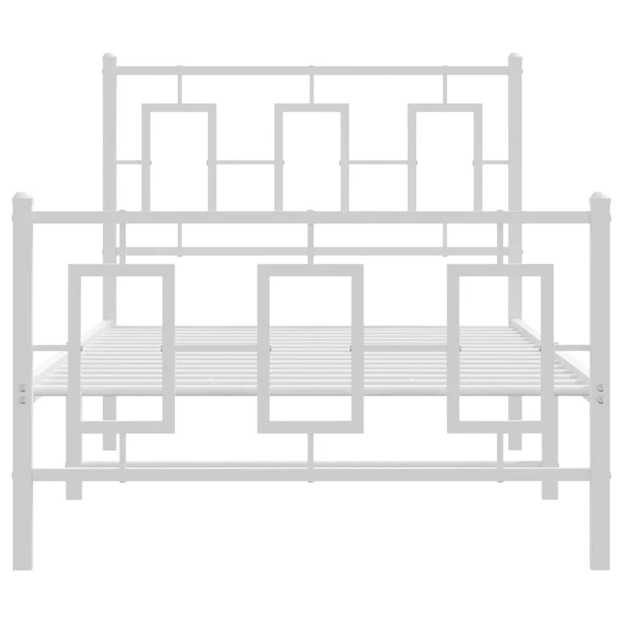 Cadre de lit métal sans matelas avec pied de lit blanc 90x200cm - 5
