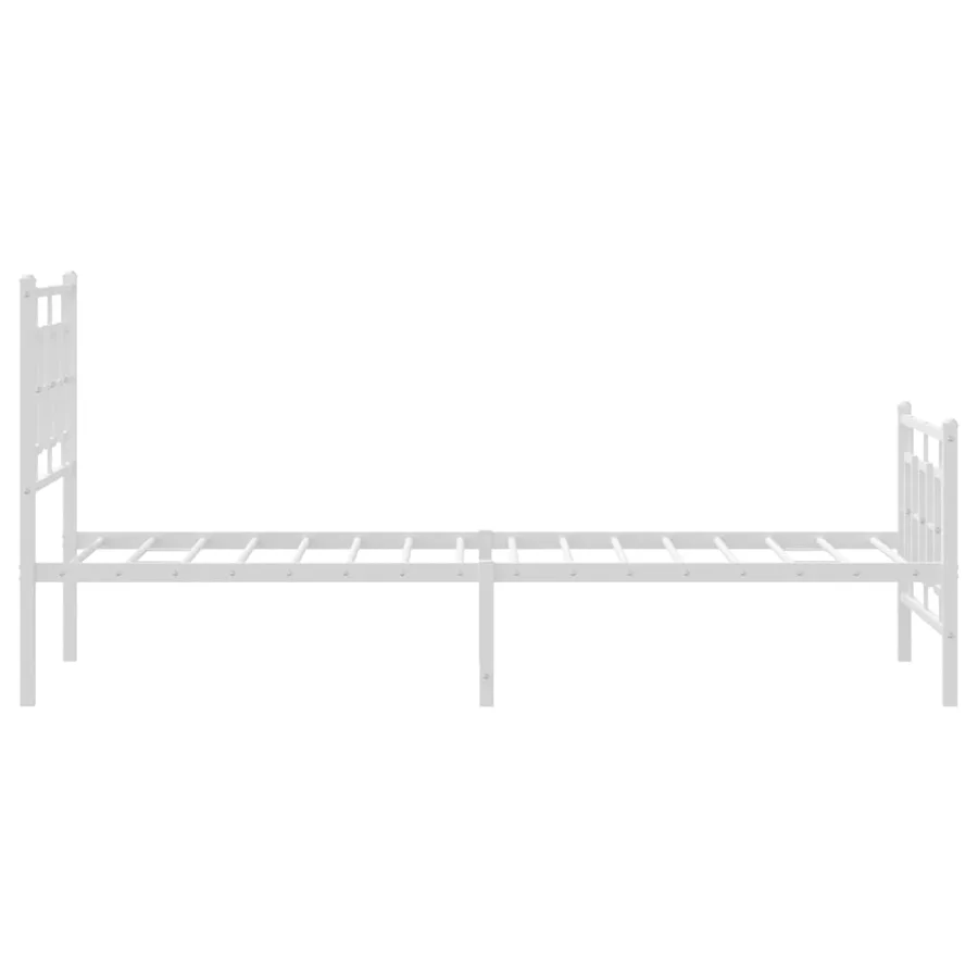 Cadre de lit métal sans matelas avec pied de lit blanc 90x200cm - 6