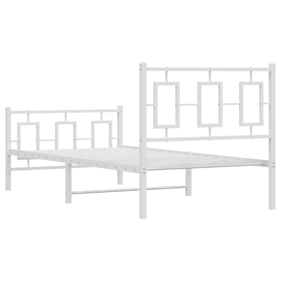 Cadre de lit métal sans matelas avec pied de lit blanc 90x200cm - 7