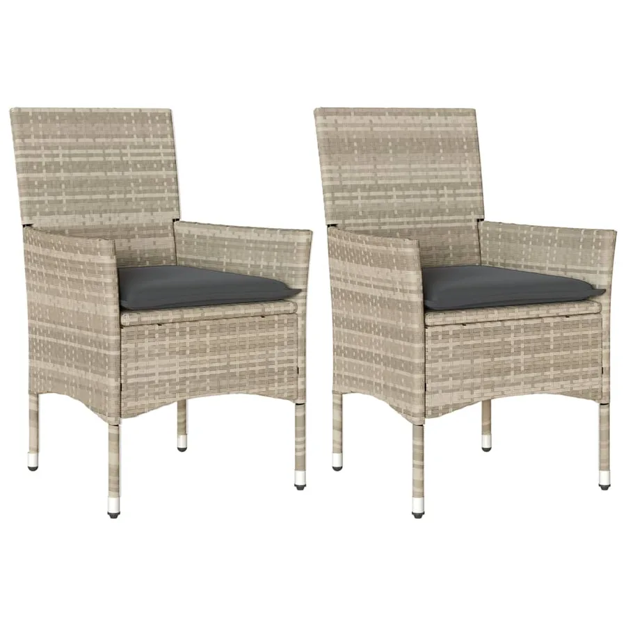 Chaises de jardin coussins lot de 2 gris clair résine tressée - 2