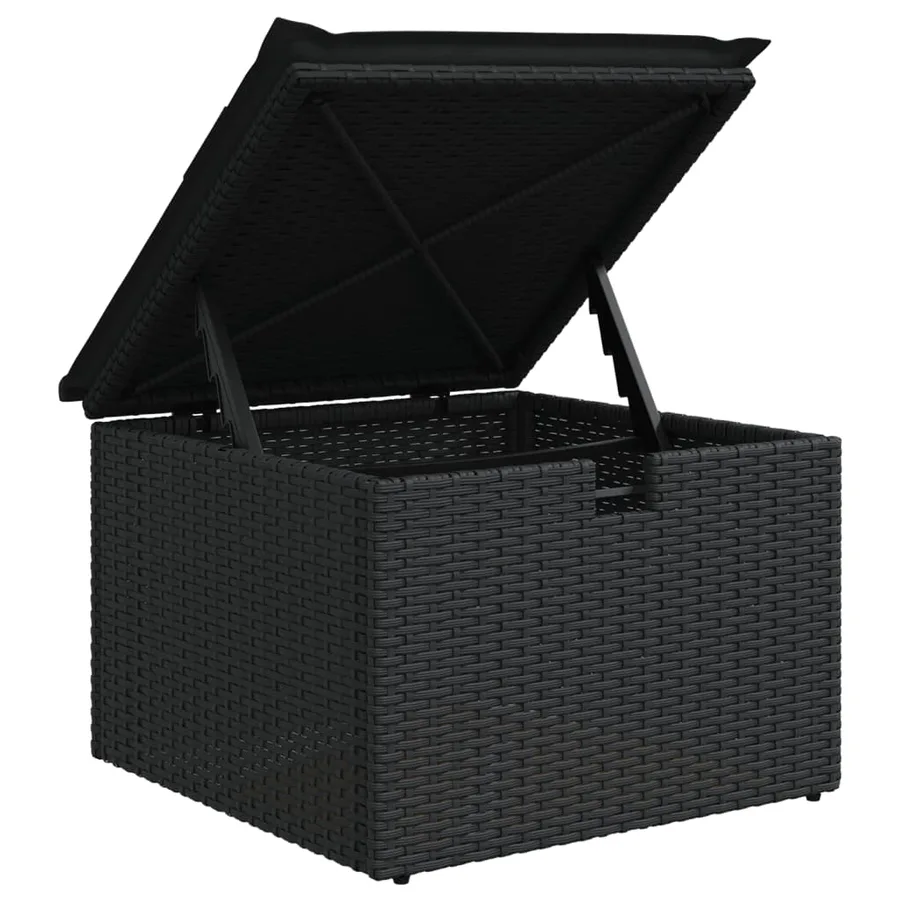 Salon de jardin 8 pcs avec coussins noir résine tressée - 11