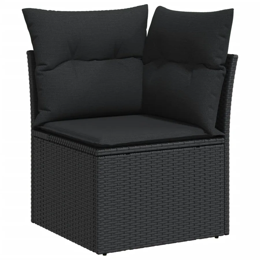 Salon de jardin 8 pcs avec coussins noir résine tressée - 4