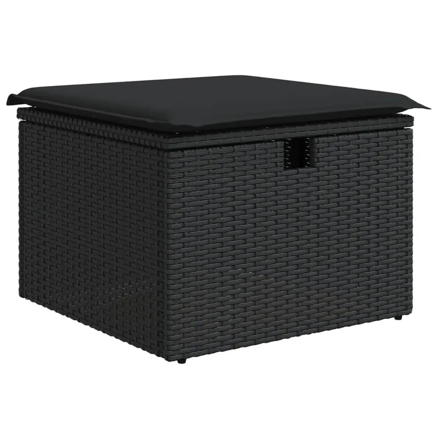 Salon de jardin 8 pcs avec coussins noir résine tressée - 6