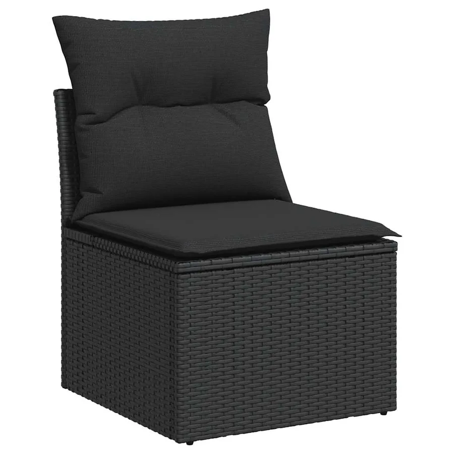 Salon de jardin 10 pcs avec coussins noir résine tressée - 4